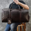 Genuine Leather Brown Travel Bag Men & Women - Image 2