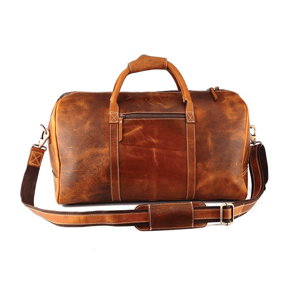 Brown Leather Travel Duffle Bag