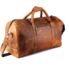 Brown Leather Travel Duffle Bag - Image 2