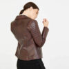 Dark Brown Women?s Leather Biker Genuine Sheepskin Jacket for Women - Image 2