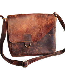 Distressed Brown Leather Crossbody Purse Vintage bag