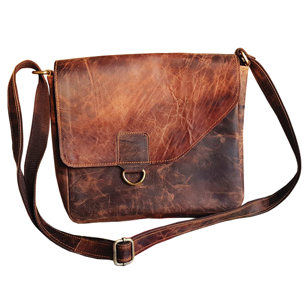 Distressed Brown Leather Crossbody Purse Vintage bag