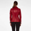 Cherry Red Women's Leather Biker Genuine Sheepskin Jacket for Women - Image 2