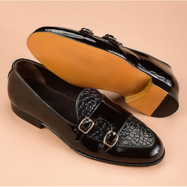 Casual Black Shoes For Men | Black Monkstraps Shoes - Leatheriza