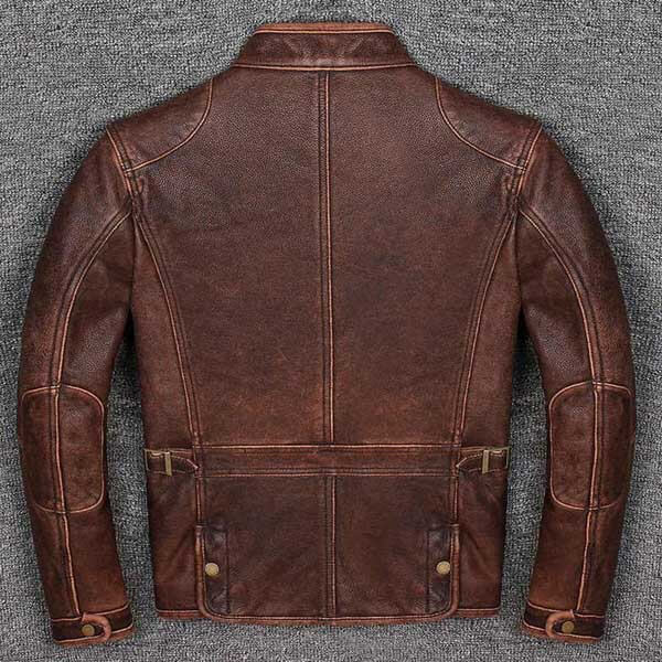 Mens Biker Vintage Motorcycle Distressed Brown Leather Jacket - Leatheriza