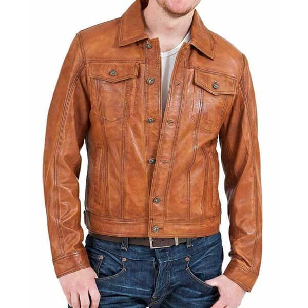 Men’s Biker Motorcycle Vintage Brown Classic Leather Jacket