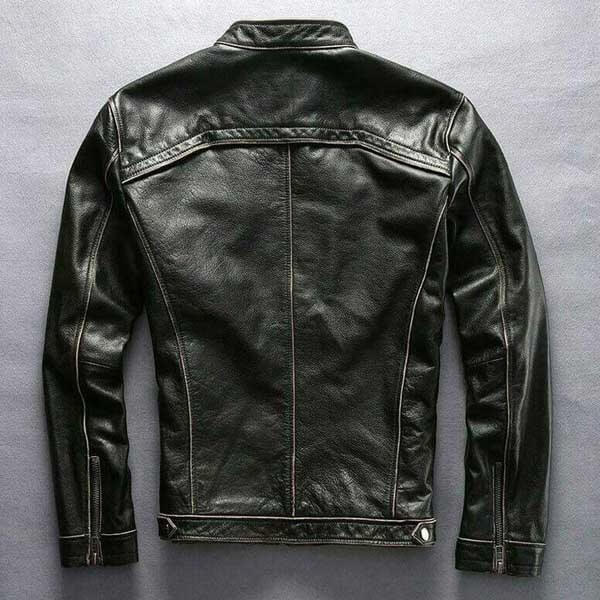 Mens Motorcycle Vintage Black Cafe Racer Biker Leather Jacket - Leatheriza