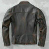 Men?s Motorcycle Vintage Cafe Racer Distressed Black Biker Real Leather Jacket - Image 2