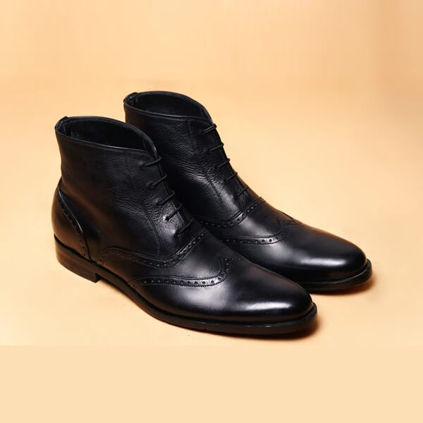Black Handmade Leather Boots For Men