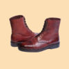 Burgundy Handmade Leather Boots For Men - Image 3