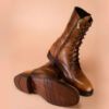 Brown Handmade Leather Boots For Men - Image 3