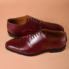 Burgundy Formal Oxford Handmade Leather Shoes For Men - Image 2