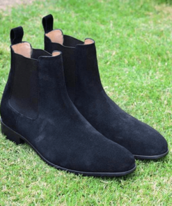 Black Suede Chelsea Boots Handmade Shoes For Men