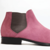 Pink Handmade Chelsea Suede Boots Shoes For Men - Image 3