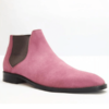Pink Handmade Chelsea Suede Boots Shoes For Men - Image 2