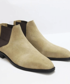 Camel Handmade Chelsea Suede Boots Shoes For Men