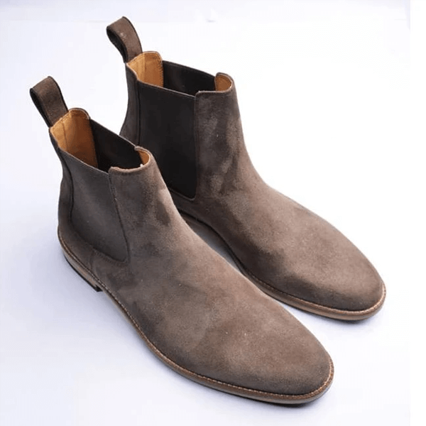 Men Grey Boots | Classic Grey Chelsea Handmade Boots - Leatheriza