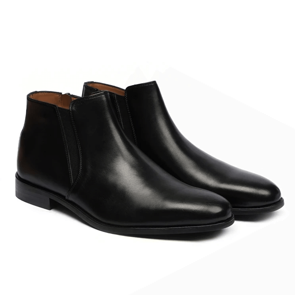Black Zipper Chelsea Handmade Leather Boots Shoes For Men