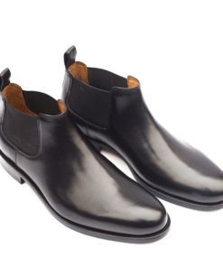 Black Chelsea Handmade Leather Boots Shoes For Men