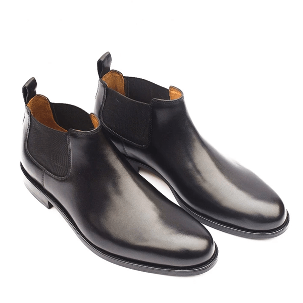 Black Chelsea Handmade Leather Boots Shoes For Men