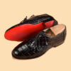 Handmade Black Derby Leather Shoes For Men - Image 2