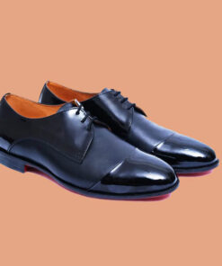 Black Derby Handmade Leather Shoes For Men