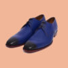 Handmade Blue Derby Leather Shoes For Men - Image 2