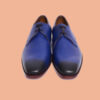 Handmade Blue Derby Leather Shoes For Men - Image 3