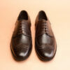 Handmade Dark Brown Derby Leather Shoes For Men - Image 3