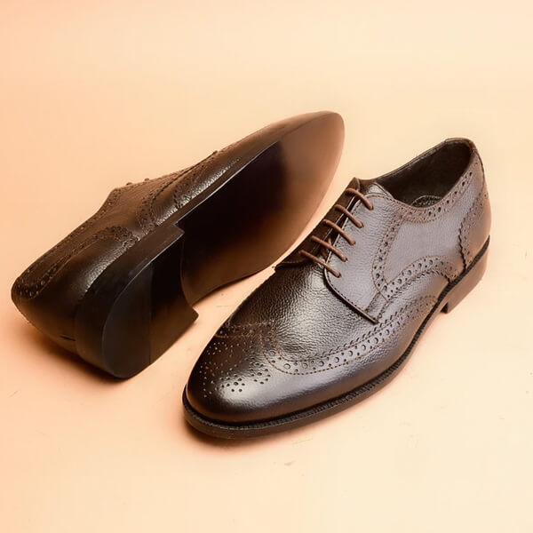 Handmade Dark Brown Derby Leather Shoes For Men