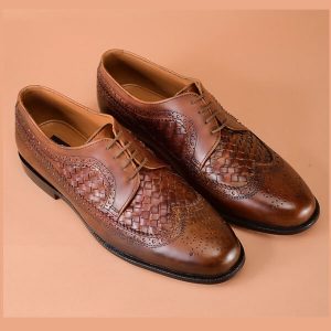 Brown Derby Handmade Leather Shoes For Men