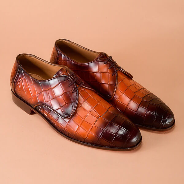 Mens Handmade Brown Derby Leather Shoes