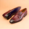 Burgundy Derby Handmade Leather Shoes For Men - Image 2