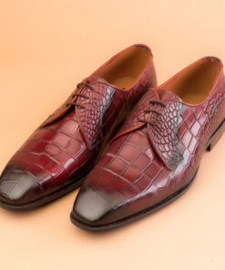 Burgundy Derby Handmade Leather Shoes For Men
