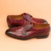 Burgundy Derby Handmade Leather Shoes For Men - Image 3