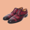 Handmade Burgundy Derby Leather Shoes For Men - Image 3