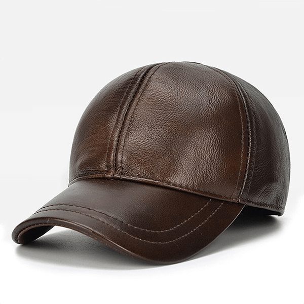 Dark Brown Vintage Leather Baseball Cap - Leatheriza