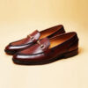 Mens Burgundy Bit Loafers Shoes - Image 2