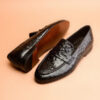Ostrich Penny Loafer Black Shoes For Men - Image 2