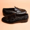 Ostrich Penny Loafer Black Shoes For Men - Image 3