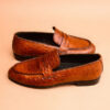Ostrich Penny Loafer Brown Shoes For Men - Image 2