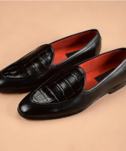 Black Penny Loafer Shoes For Men