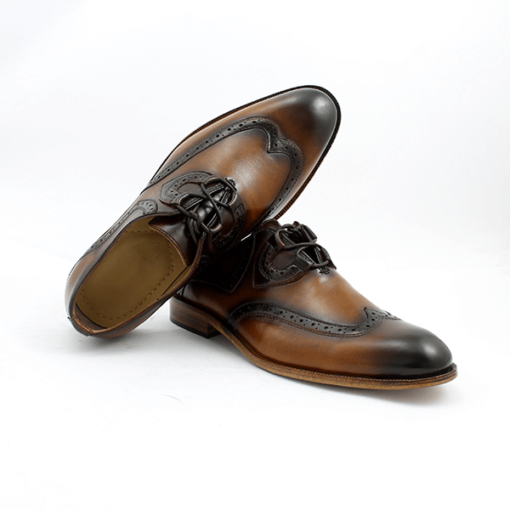 Double Tone Brogue Leather Shoes for Men - Leatheriza