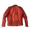 Mens Red Custom Leather Jacket - Image 2