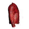 Mens Red Custom Leather Jacket - Image 3