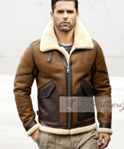 Brown Fur Bomber Leather Jacket