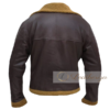 Dark Brown Fur Bomber Leather Jacket - Image 2