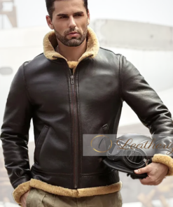 Coffee Brown Bomber Leather Jacket