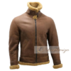 Brown Bomber Leather Jacket - Image 3