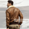 Airforce Style Brown Bomber Leather Jacket - Image 2
